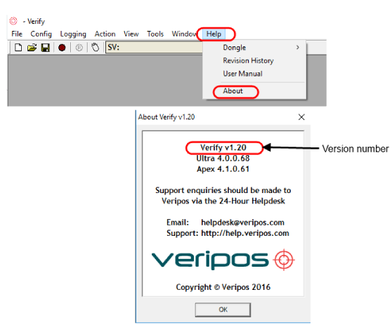 In the dialogue box which is opened the Verify QC software version will be shown